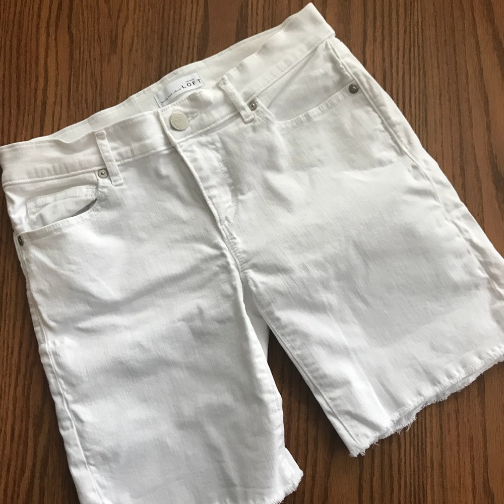 Loft white jean shorts